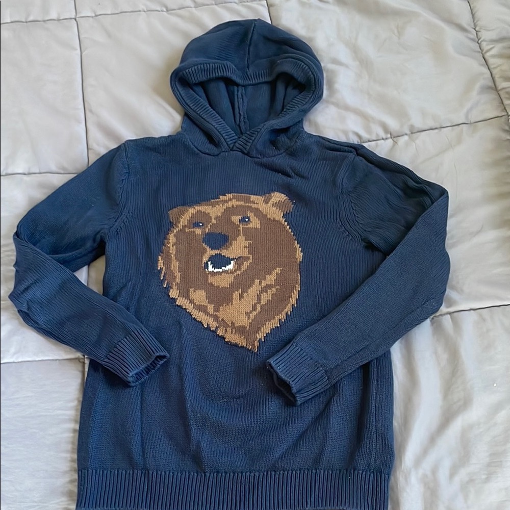 Old Navy Blue and Brown Bear Graphic Sweater NWOT boys sz XL